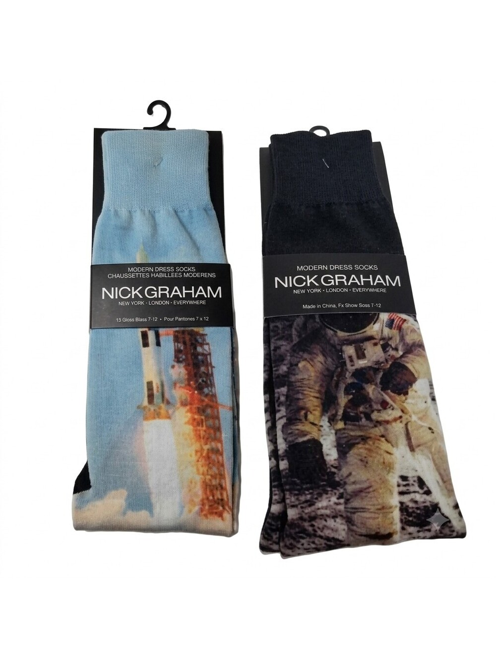 Socks / Nick Graham Astronaut & Rocket Launch Men's Modern Dress Socks 2-Pack